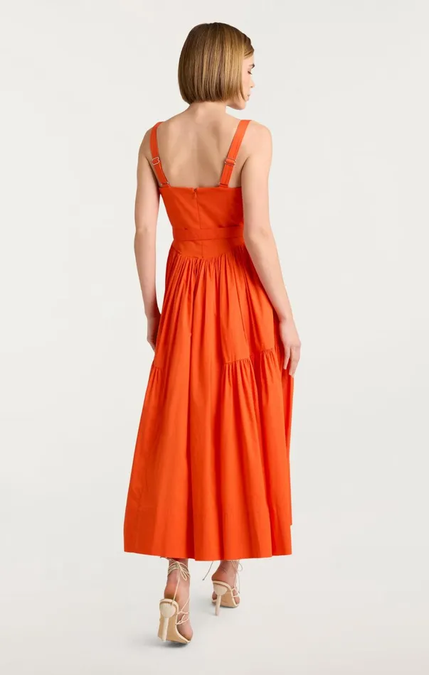 Women Midi Cinq Sept Amber Dress Deep Tangelo