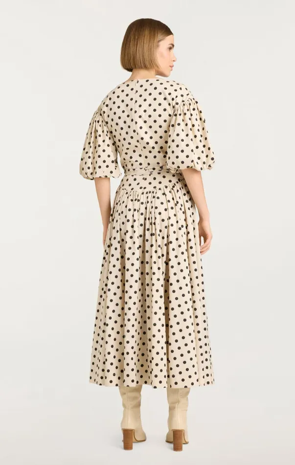 Women Midi Cinq Sept Stassie Dress Polka Dot Gardeniablack