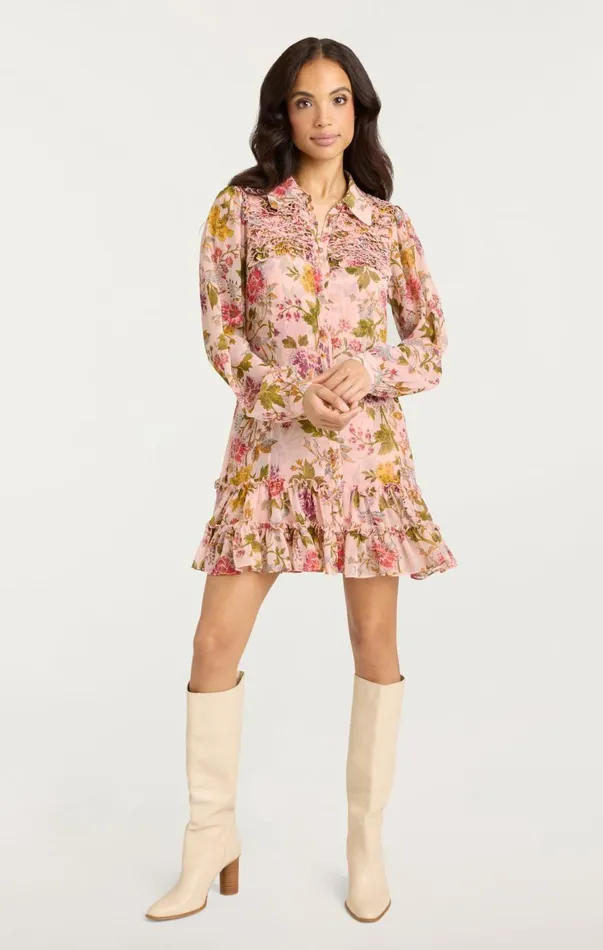 Women Mini Cinq Sept Barnes Dress Soft Pink Multi
