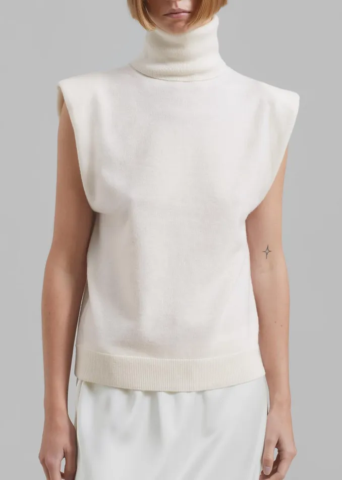 Women Nadia Thin Padded Sleeveless Turtleneck 8211 Ivory The Frankie Shop Knitwear