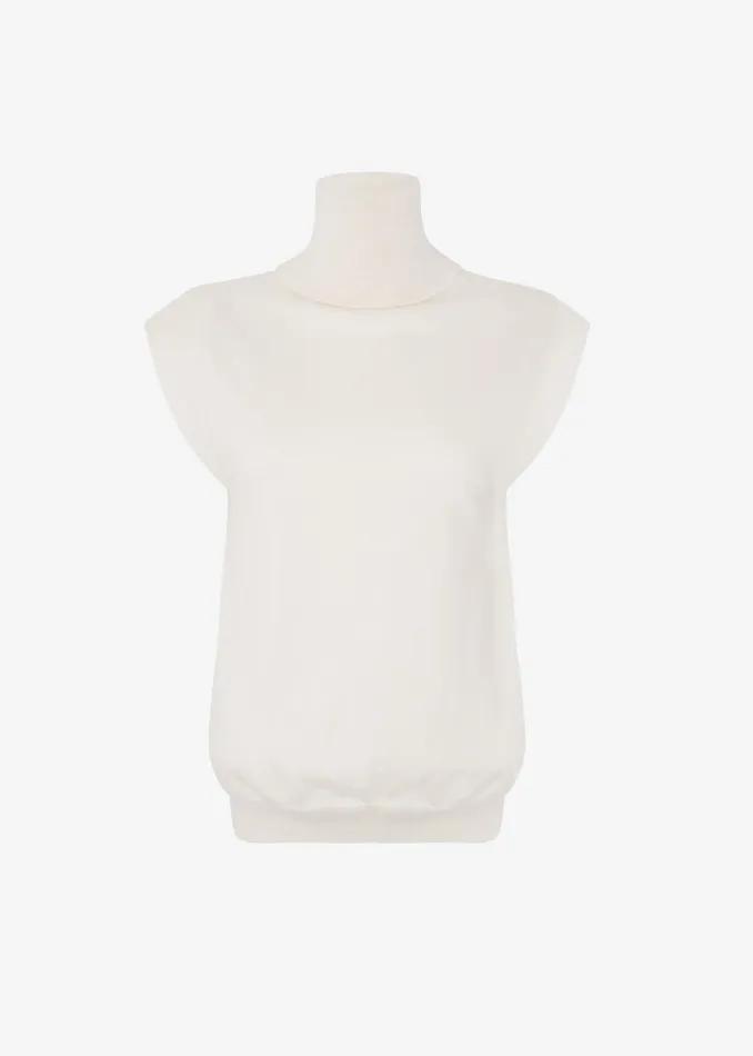 Women Nadia Thin Padded Sleeveless Turtleneck 8211 Ivory The Frankie Shop Knitwear