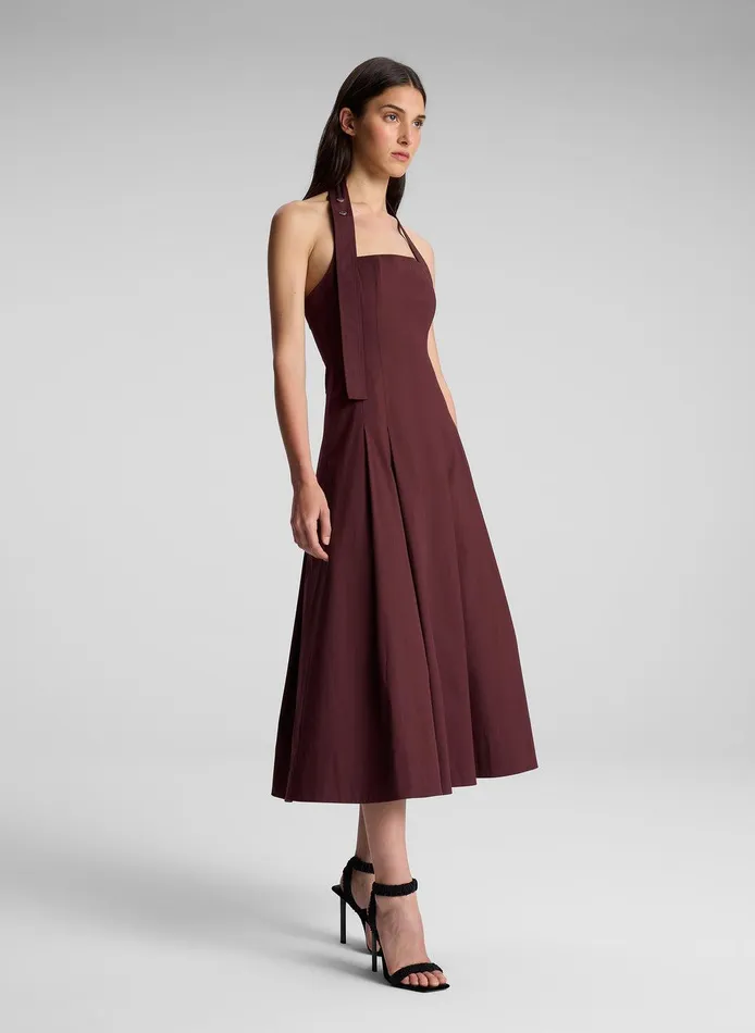 Women Natalie Halter Midi Dress Carob ALC Dresses