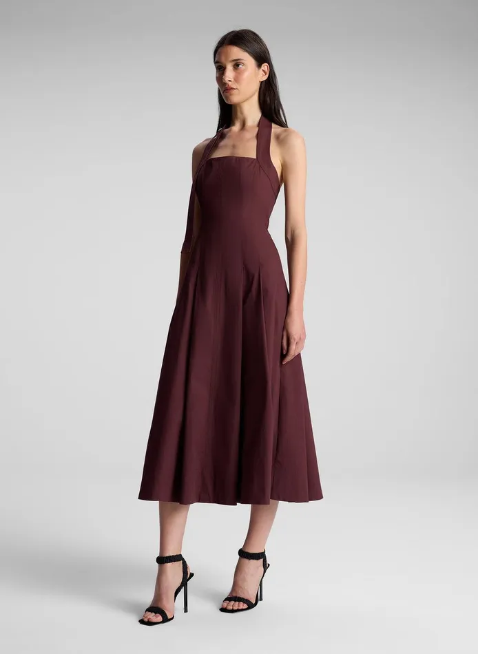 Women Natalie Halter Midi Dress Carob ALC Dresses
