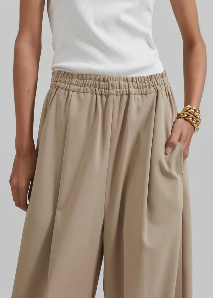 Women Neva Wide Trousers 8211 Beige The Frankie Shop Bottoms