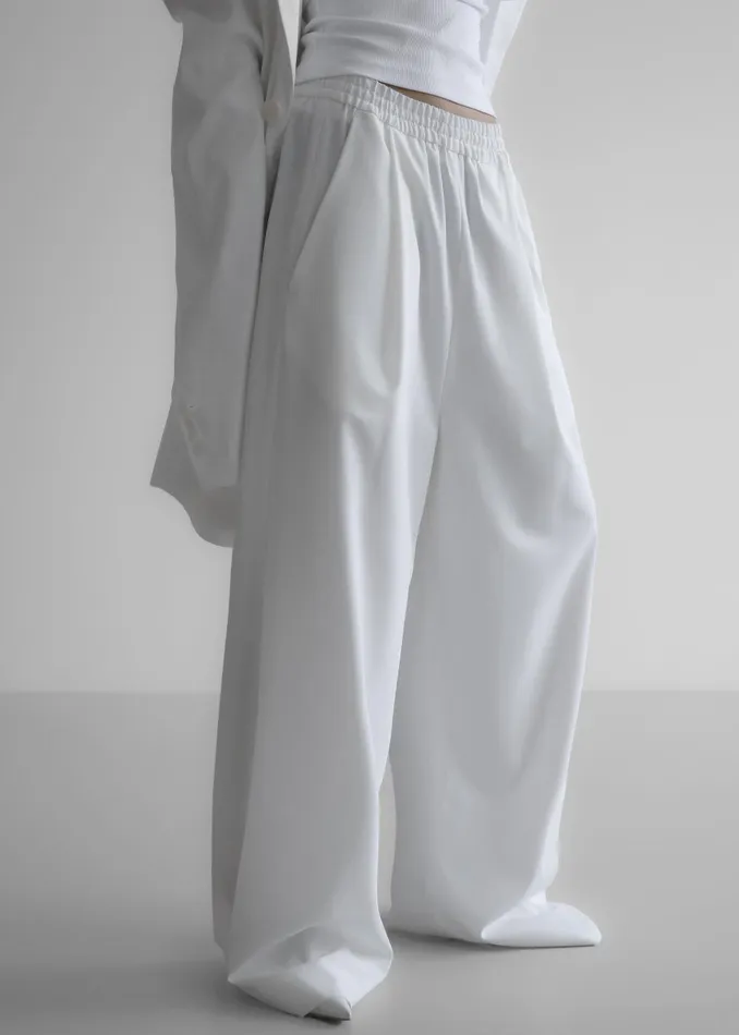 Women Neva Wide Trousers 8211 White The Frankie Shop Bottoms