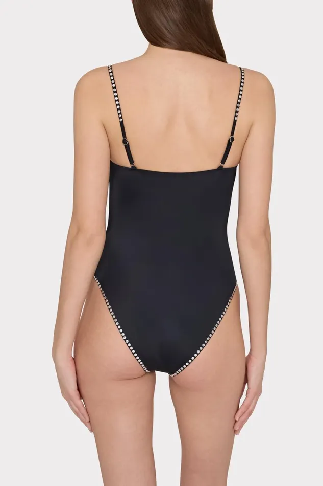 Women One Piece Swimsuits Milly Heat Set Embellishment Underwire One Piece Black Women One Piece Swimsuits Milly Heat Set Embellishment Underwire One Piece Black
