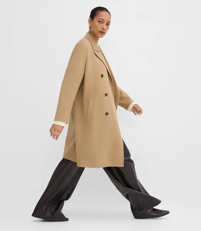 Women Outerwear Theory DoubleBreasted Coat In DoubleFace WoolCashmere New Camel