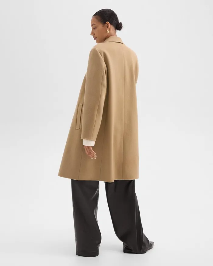Women Outerwear Theory DoubleBreasted Coat In DoubleFace WoolCashmere New Camel