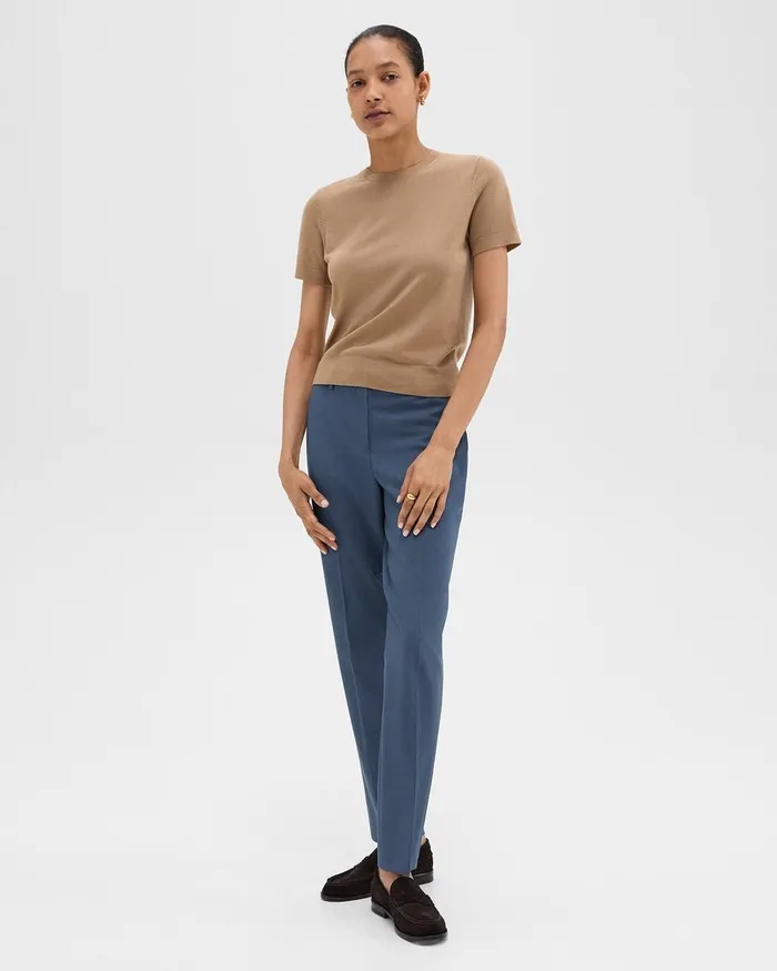 Women Pants Theory Treeca Full Length Pant In Good Wool Ash Blue