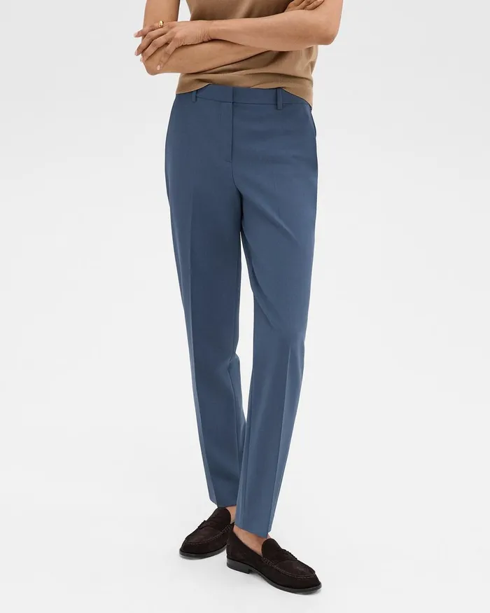 Women Pants Theory Treeca Full Length Pant In Good Wool Ash Blue