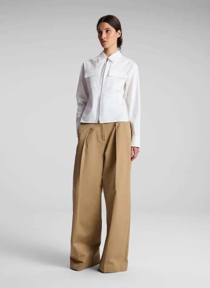 Women Sage Cotton Zip Top White ALC Tops