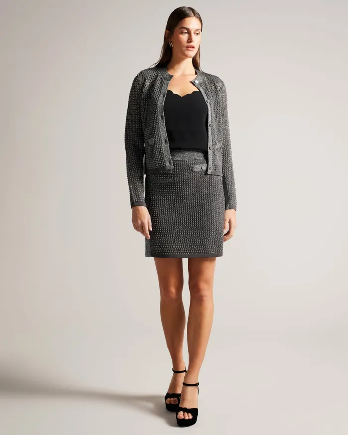 Women SANNIAA 8211 Metallic Knitted Mini Skirt Gunmetal Ted Baker Skirts Women SANNIAA 8211 Metallic Knitted Mini Skirt Gunmetal Ted Baker Skirts