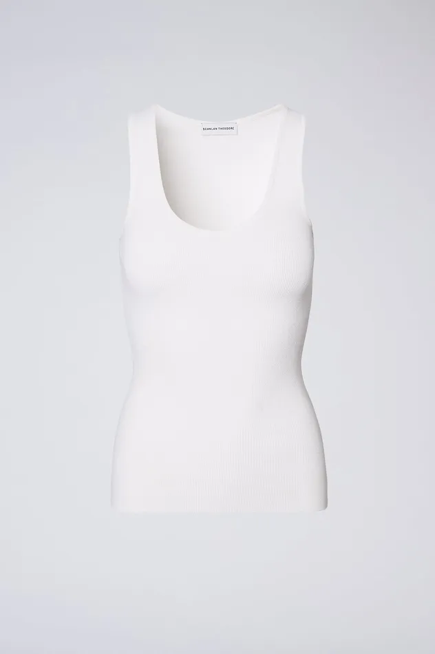 Women Scanlan Theodore CREPE KNIT SINGLET WHITE Knitwear Women Scanlan Theodore CREPE KNIT SINGLET WHITE Knitwear