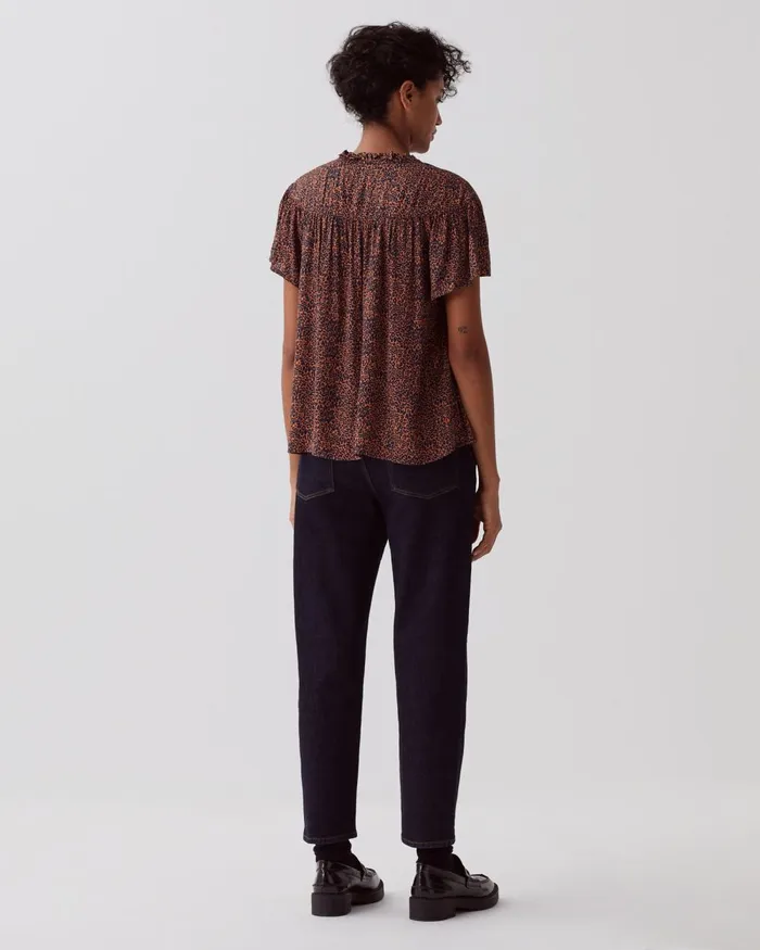 Women ShortSleeve Fluid Blouse Leo Brown Comptoir Des Cotonniers Blouses and Shirts and Tops Women ShortSleeve Fluid Blouse Leo Brown Comptoir Des Cotonniers Blouses and Shirts and Tops