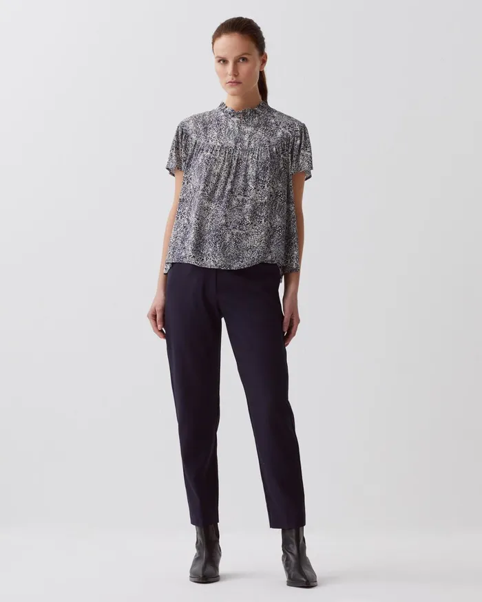 Women ShortSleeve Fluid Blouse Micro Fl Navy Comptoir Des Cotonniers Blouses and Shirts and Tops Women ShortSleeve Fluid Blouse Micro Fl Navy Comptoir Des Cotonniers Blouses and Shirts and Tops