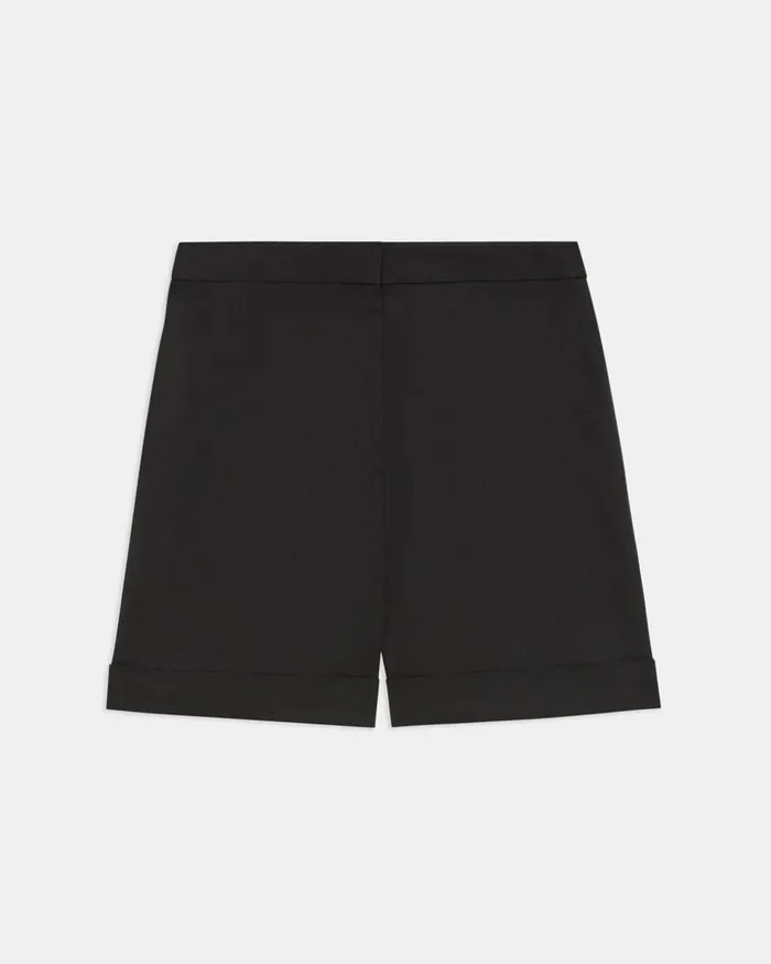 Women Shorts Theory Cuffed Short In Stretch Cotton Twill Black