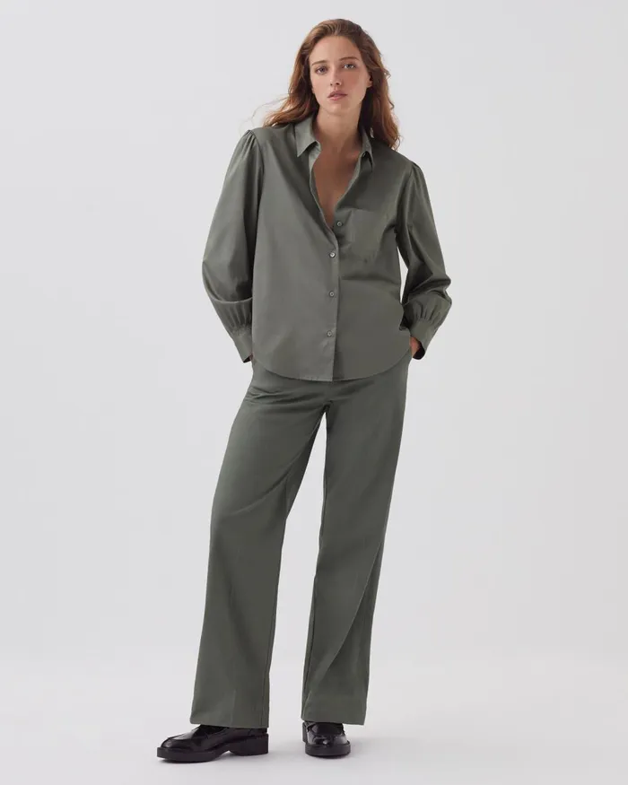 Women Silky Cotton Shirt Basil Dark Green Comptoir Des Cotonniers Blouses and Shirts and Tops Women Silky Cotton Shirt Basil Dark Green Comptoir Des Cotonniers Blouses and Shirts and Tops