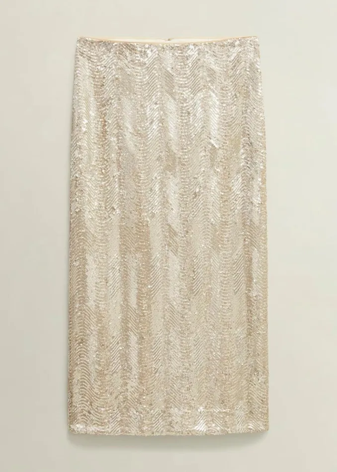 Women Skirts Hobbs Marlowe Sequin Skirt Silver