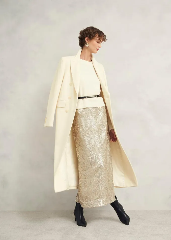 Women Skirts Hobbs Marlowe Sequin Skirt Silver