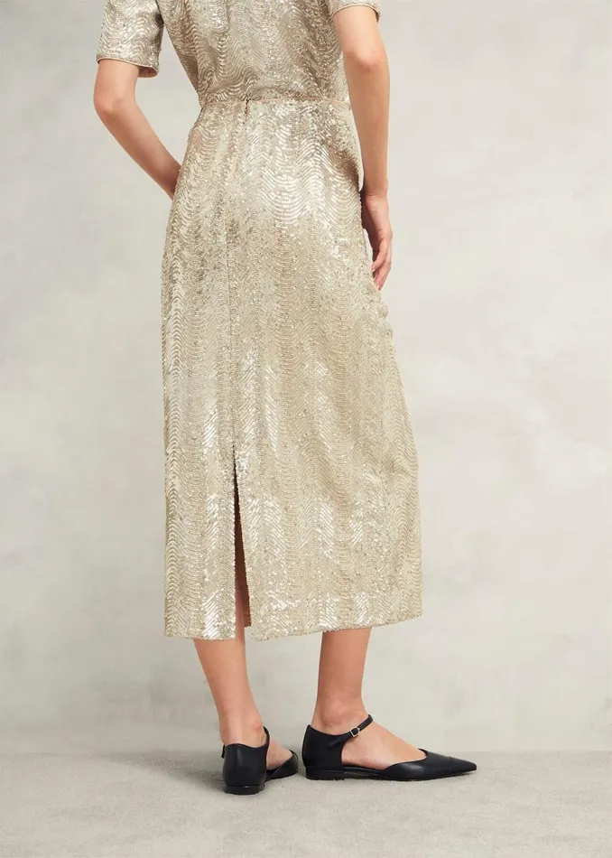 Women Skirts Hobbs Marlowe Sequin Skirt Silver
