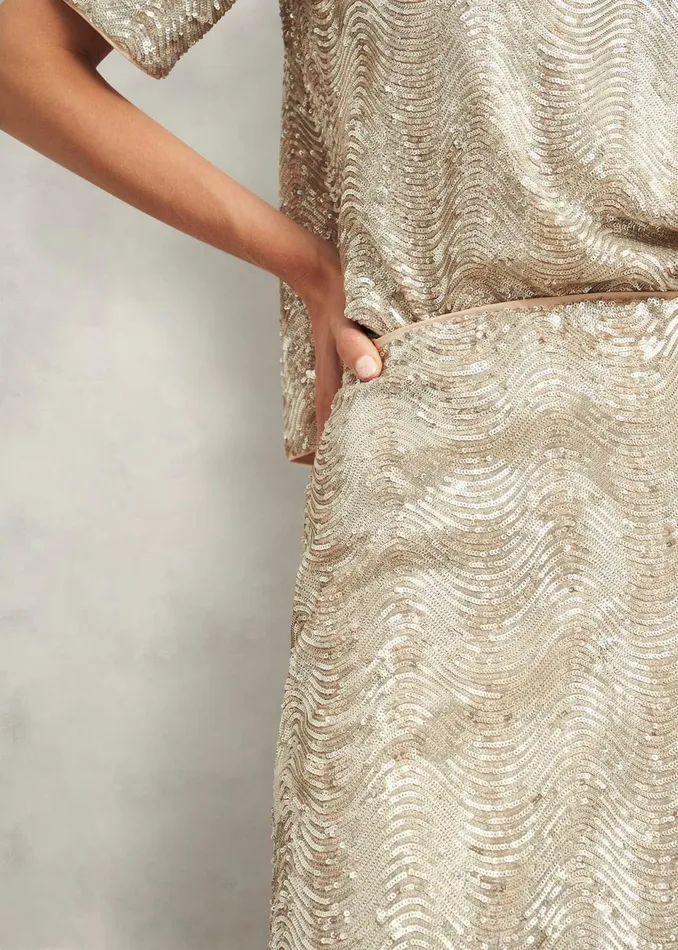 Women Skirts Hobbs Marlowe Sequin Skirt Silver