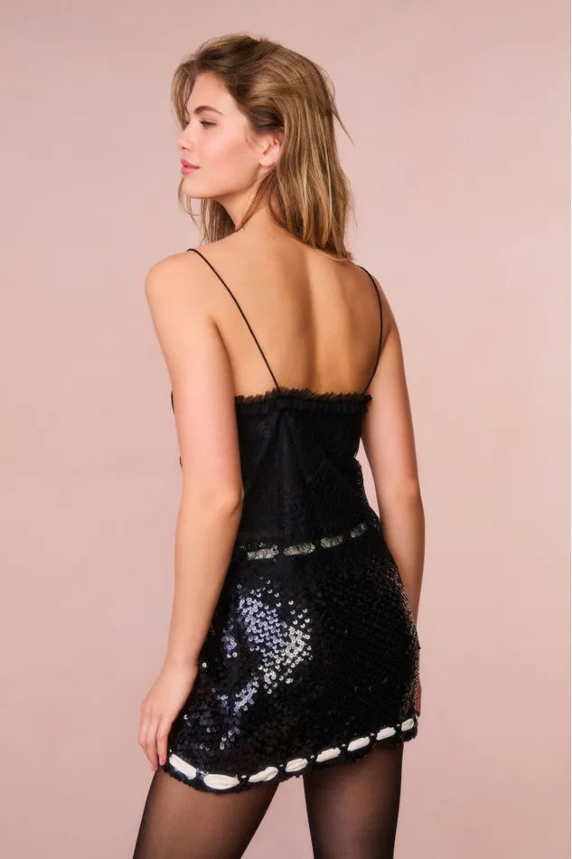 Women Skirts LoveShackFancy Lovina Sequined Mini Skirt Black