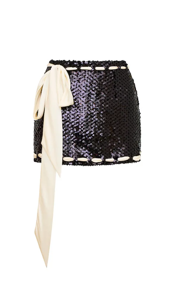 Women Skirts LoveShackFancy Lovina Sequined Mini Skirt Black