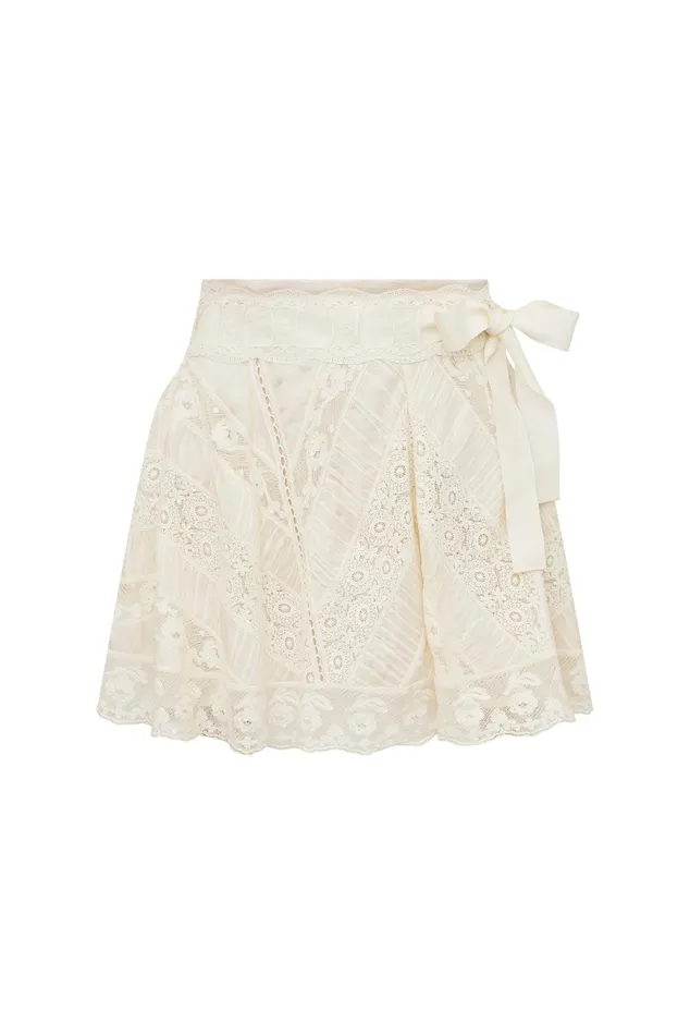 Women Skirts LoveShackFancy Shayda Lace Mini Skirt Off White