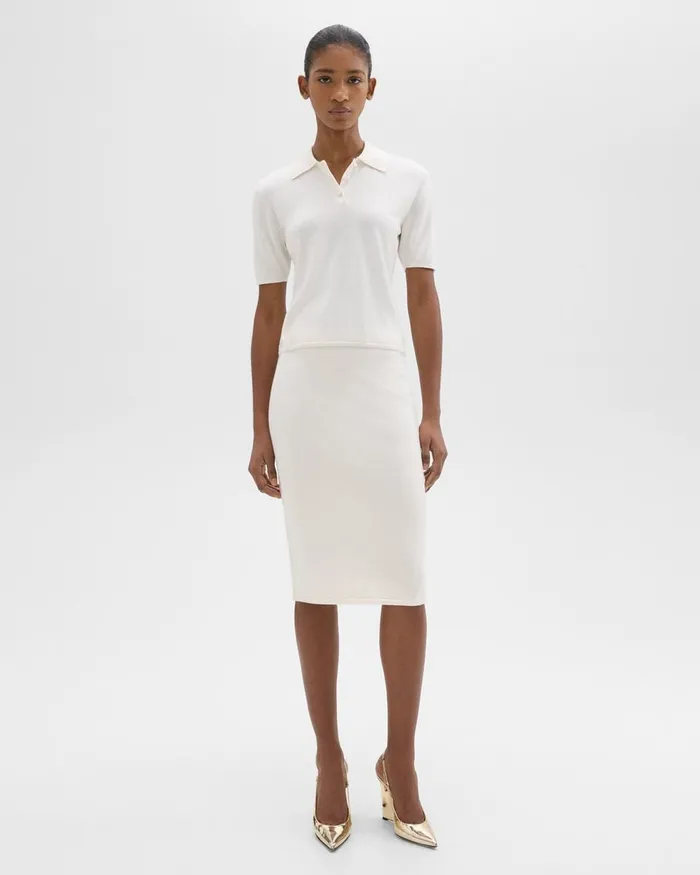 Women Skirts Theory Slim Pencil Skirt In Regal Wool New Ivory