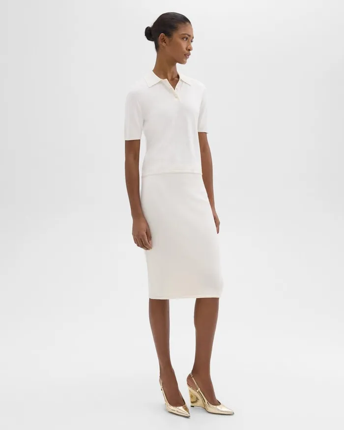 Women Skirts Theory Slim Pencil Skirt In Regal Wool New Ivory