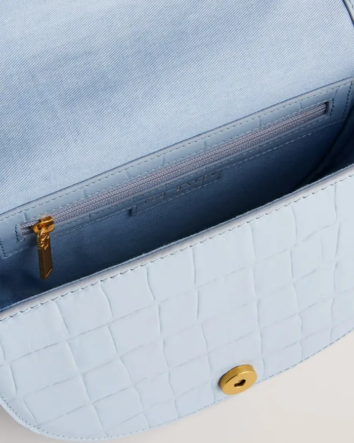 Women SOHHO 8211 Leather Padlock Saddle Bag Medium Blue Ted Baker Crossbody Bags