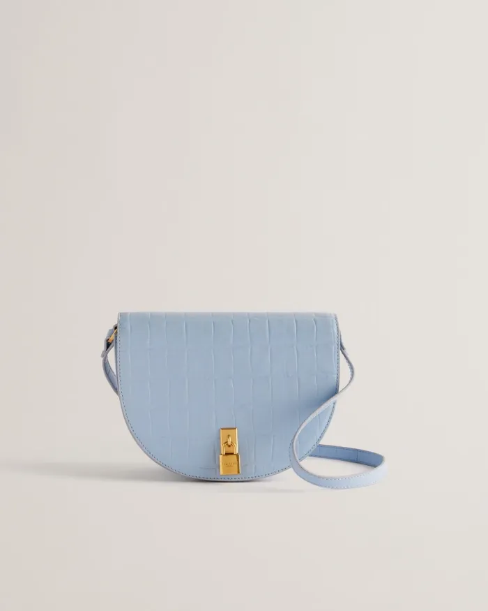 Women SOHHO 8211 Leather Padlock Saddle Bag Medium Blue Ted Baker Crossbody Bags Women SOHHO 8211 Leather Padlock Saddle Bag Medium Blue Ted Baker Crossbody Bags