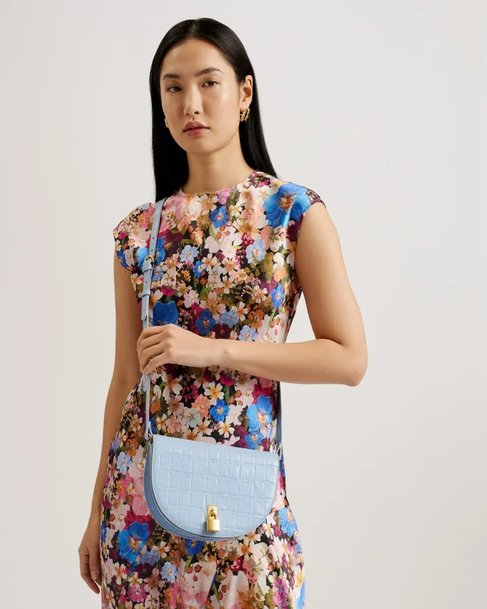 Women SOHHO 8211 Leather Padlock Saddle Bag Medium Blue Ted Baker Crossbody Bags Women SOHHO 8211 Leather Padlock Saddle Bag Medium Blue Ted Baker Crossbody Bags