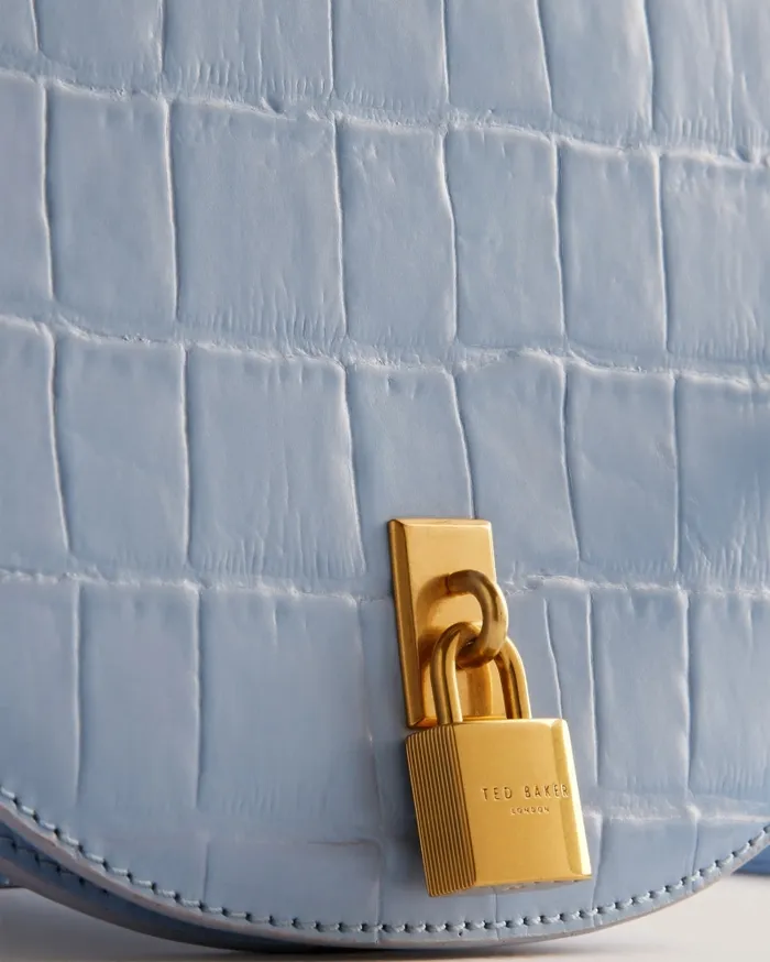 Women SOHHO 8211 Leather Padlock Saddle Bag Medium Blue Ted Baker Crossbody Bags Women SOHHO 8211 Leather Padlock Saddle Bag Medium Blue Ted Baker Crossbody Bags