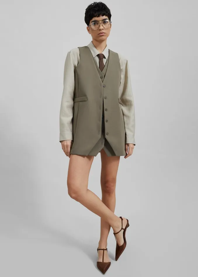 Women Sophia Mini Vest Dress 8211 Khaki The Frankie Shop Dresses