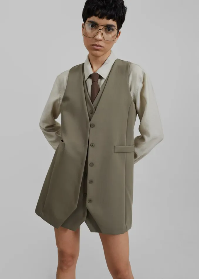 Women Sophia Mini Vest Dress 8211 Khaki The Frankie Shop Dresses