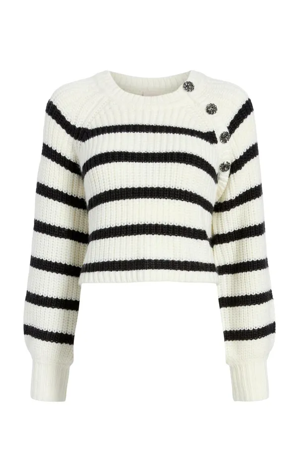 Women Sweaters and Knits Cinq Sept Striped Keren Pullover Ivoryblack