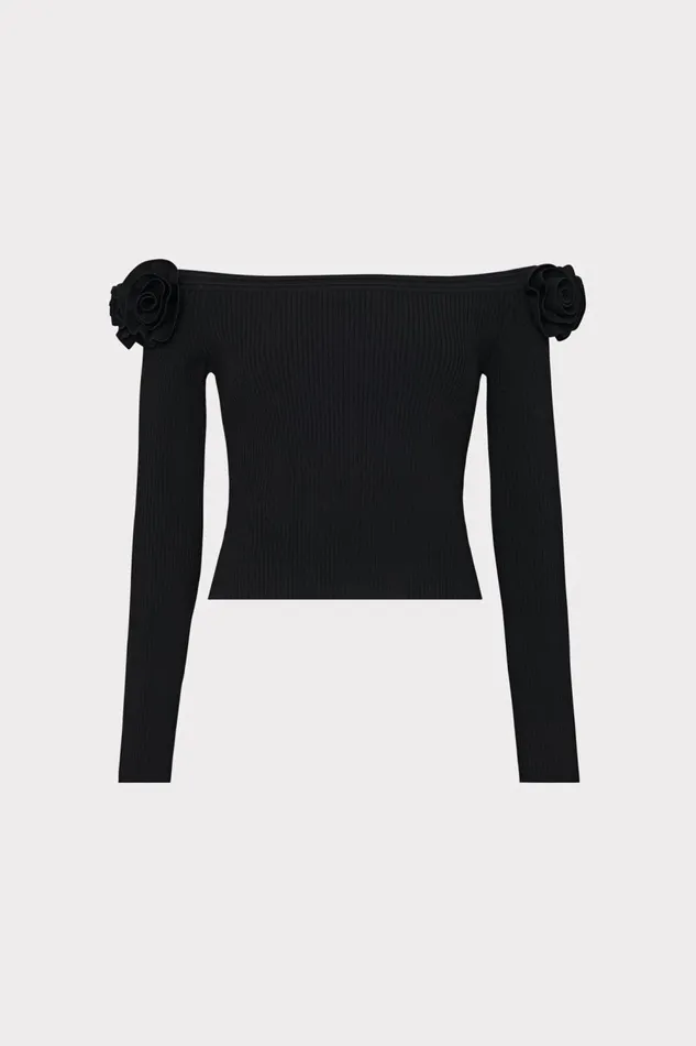 Women Sweaters and Knits Milly Kayla Off The Shoulder Knit Top Black