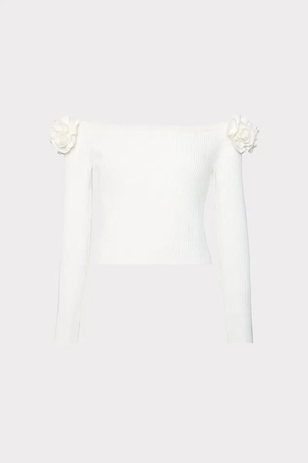 Women Sweaters and Knits Milly Kayla Off The Shoulder Knit Top Ecru