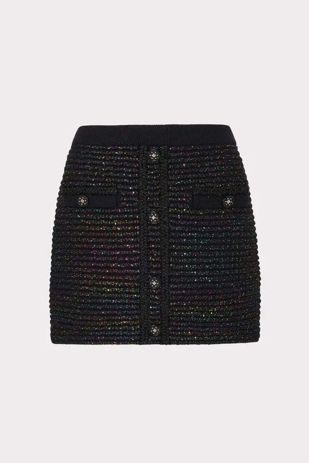 Women Sweaters and Knits Milly Sequin Textured Knit Mini Skirt Multi