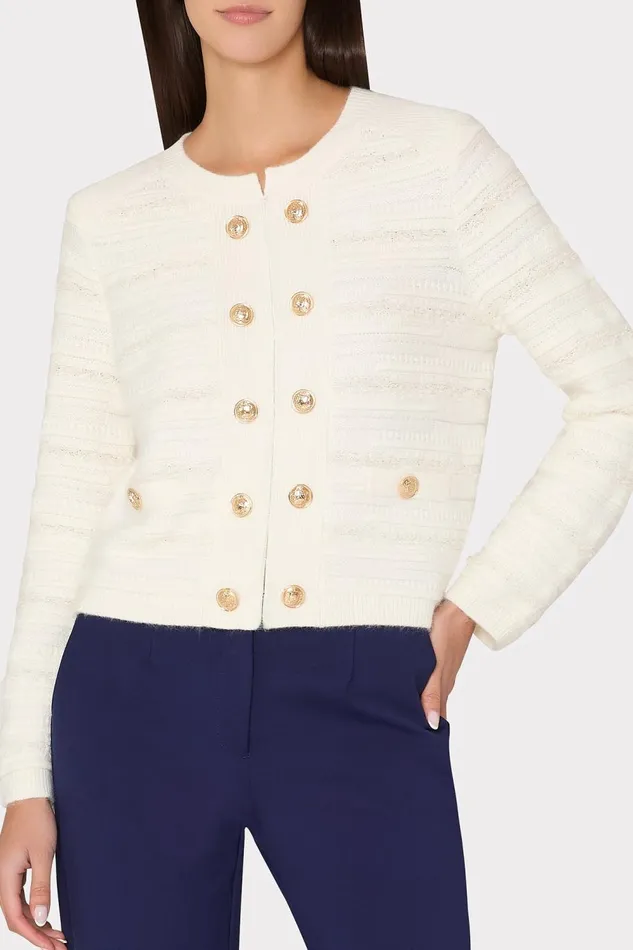 Women Sweaters and Knits Milly Textured Knit Cardigan Ecru Women Sweaters and Knits Milly Textured Knit Cardigan Ecru