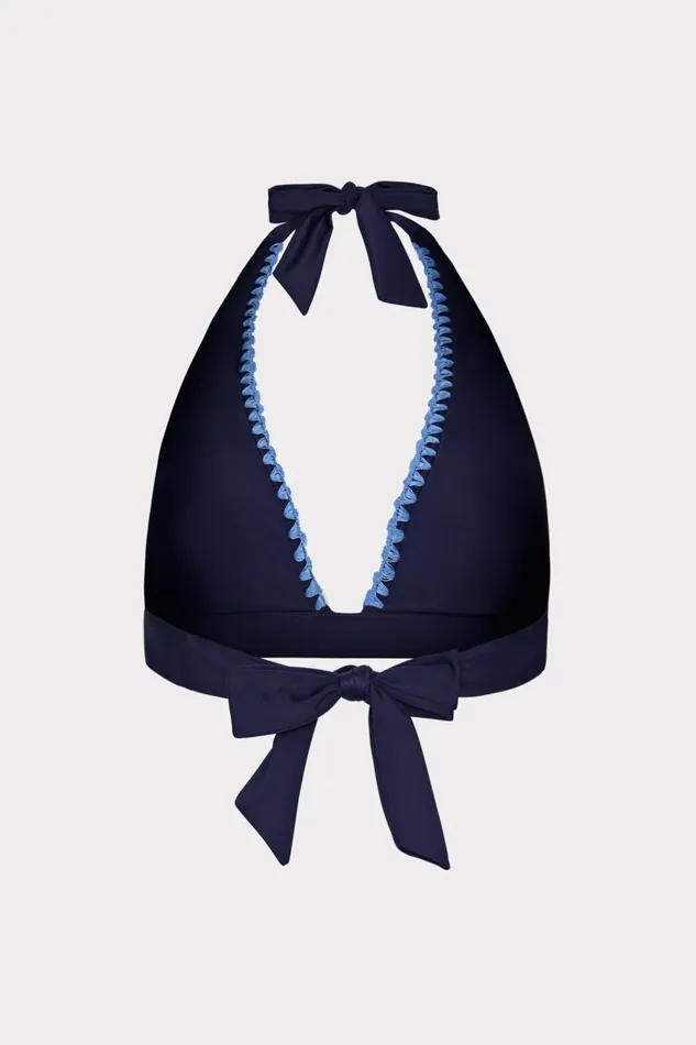 Women Swim and Coverups Milly Crochet Stitch Halter Bikini Top Navyblue Women Swim and Coverups Milly Crochet Stitch Halter Bikini Top Navyblue