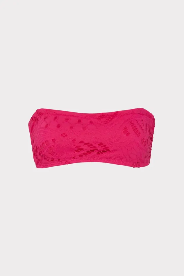 Women Swim and Coverups Milly Lace Eyelet Bandeau Bikini Top Pink