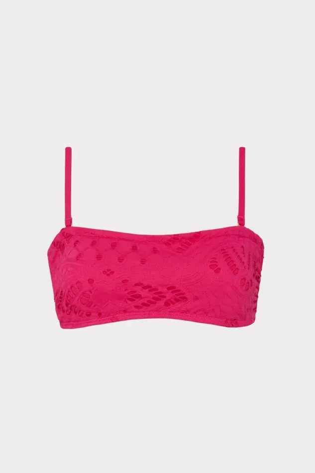 Women Swim and Coverups Milly Lace Eyelet Bandeau Bikini Top Pink Women Swim and Coverups Milly Lace Eyelet Bandeau Bikini Top Pink