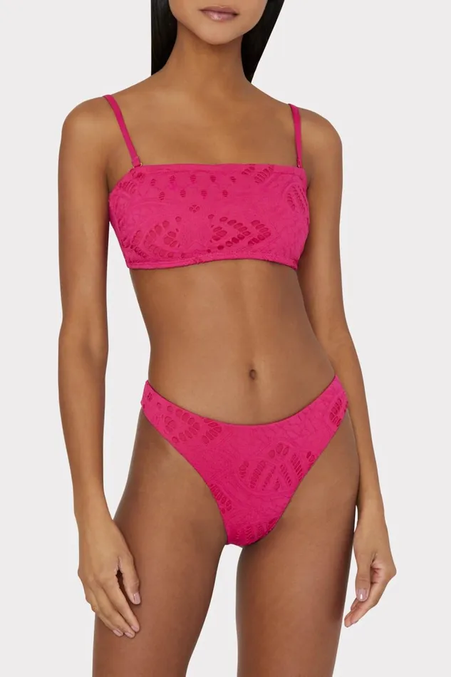 Women Swim and Coverups Milly Lace Eyelet Bandeau Bikini Top Pink Women Swim and Coverups Milly Lace Eyelet Bandeau Bikini Top Pink