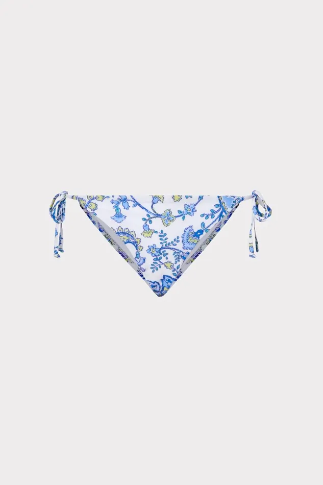 Women Swim and Coverups Milly Sketched Paisley Millie String Bikini Bottom Blue Multi