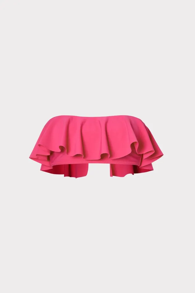 Women Swim and Coverups Milly Solid Michelle Ruffle Bandeau Bikini Top Thai Pink