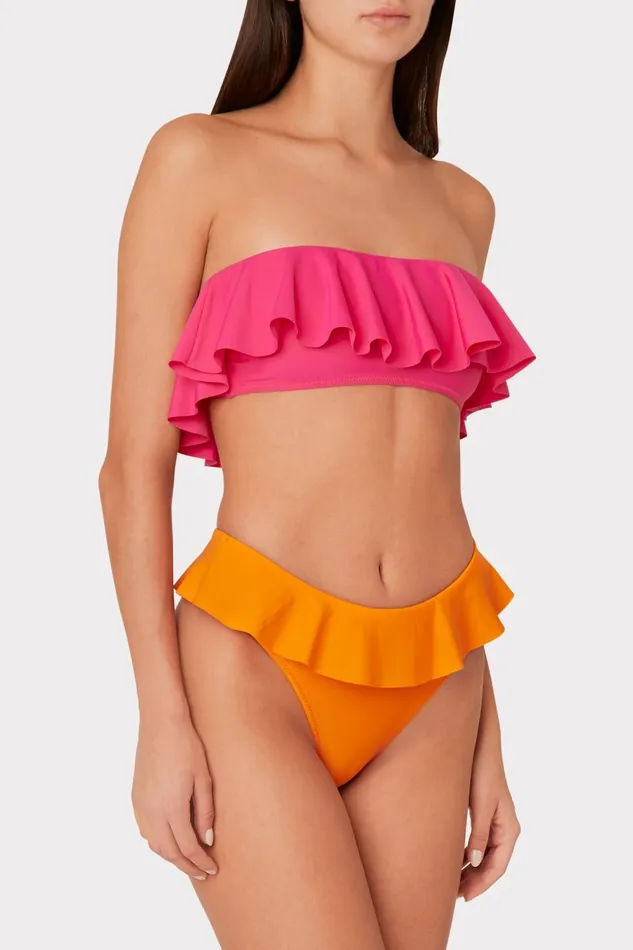Women Swim and Coverups Milly Solid Michelle Ruffle Bandeau Bikini Top Thai Pink Women Swim and Coverups Milly Solid Michelle Ruffle Bandeau Bikini Top Thai Pink