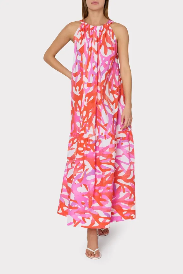 Women Swim and Coverups Milly Under The Sea Halter Maxi CoverUp Dress Pink Multi Women Swim and Coverups Milly Under The Sea Halter Maxi CoverUp Dress Pink Multi