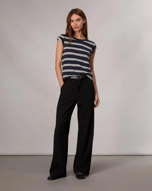 Women TShirts Rag and Bone The Slub Striped Tee Salute Ivory